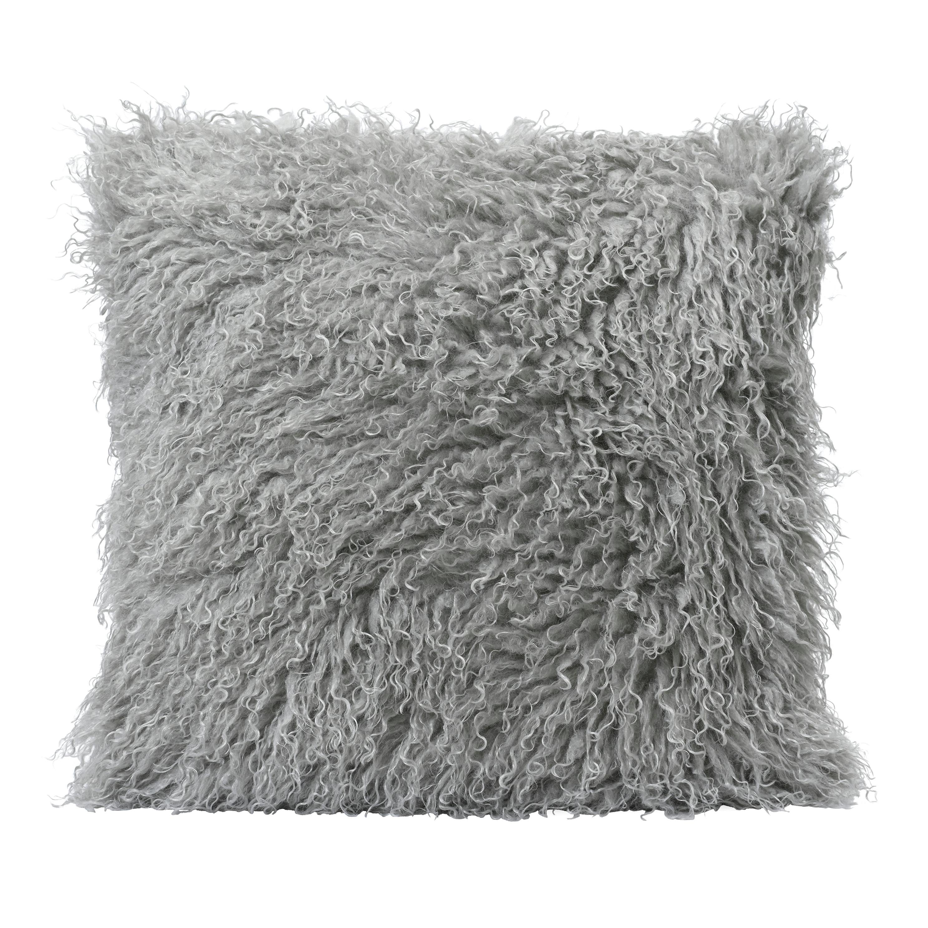 Coussin gris bouclettes 45 x 45 cm
