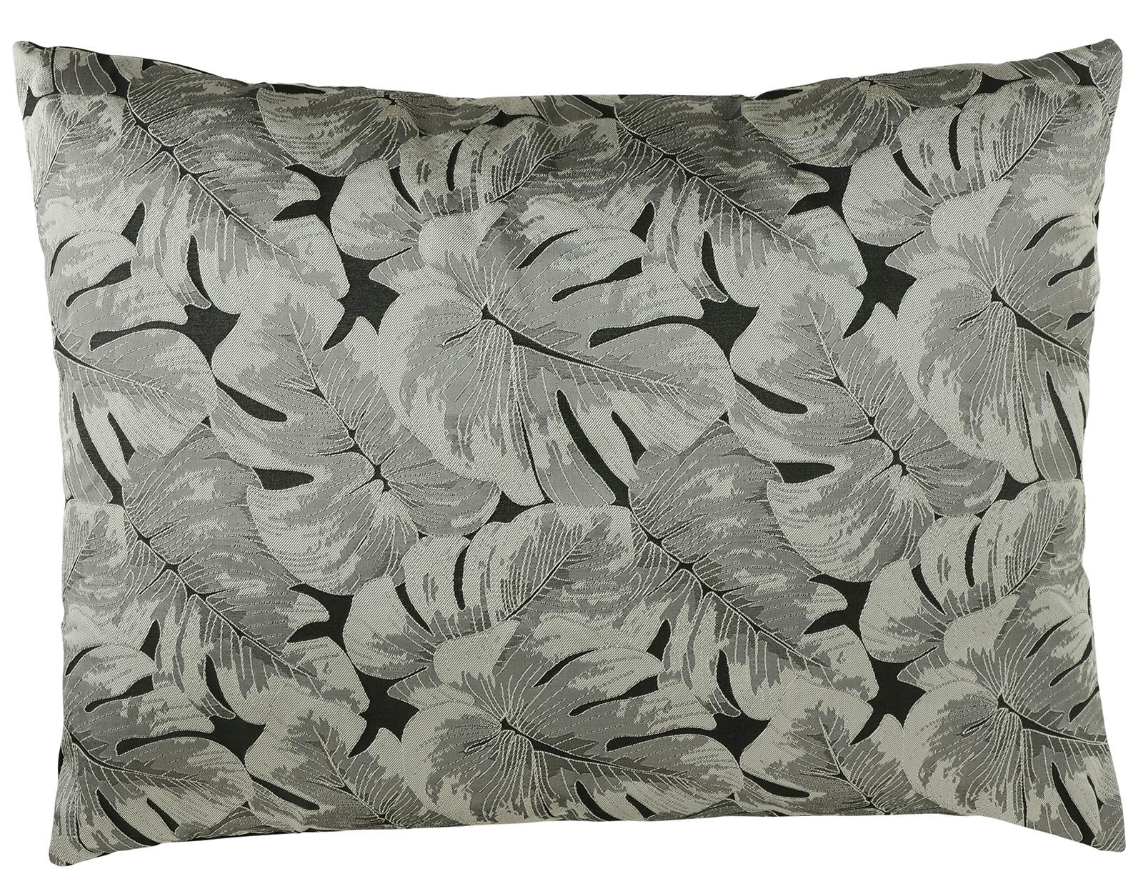 Coussin gris décor feuilles 60 x 45 cm