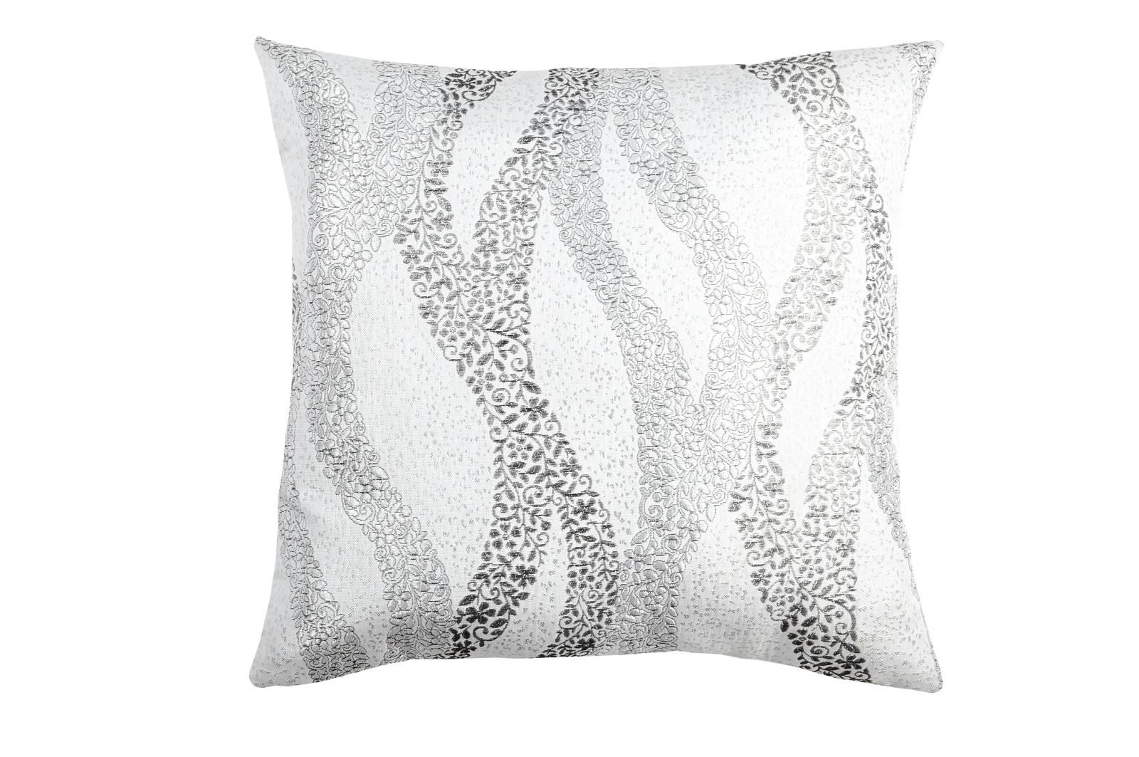 Coussin gris jacquard décor arabesques florales en relief avec strasses 40x40cm WAVE