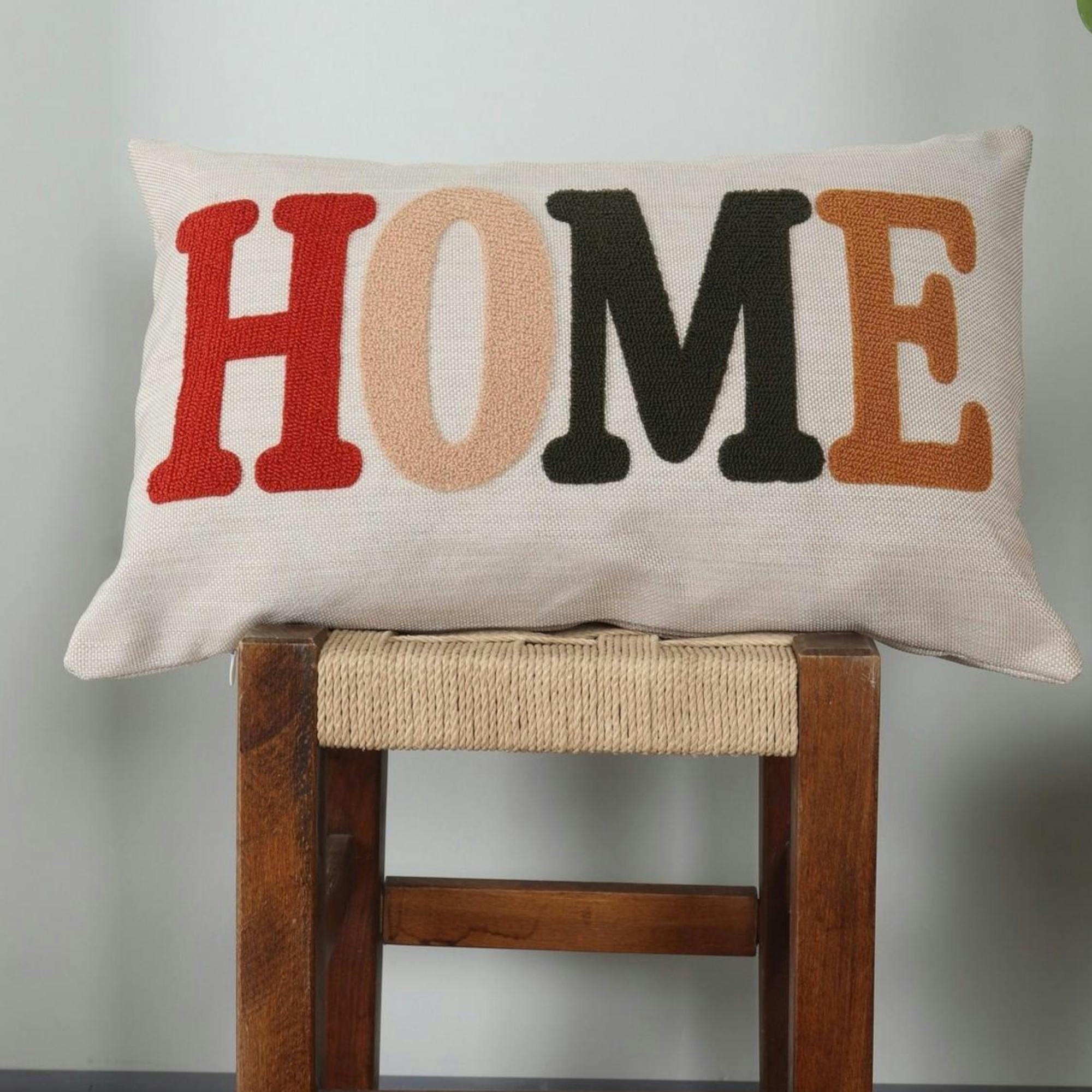 Coussin HOME en bouclette – rectangulaire, tissu lin IZMIR