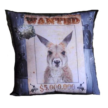  Coussin humour Wanted Kangourou 40x40cm WANTED