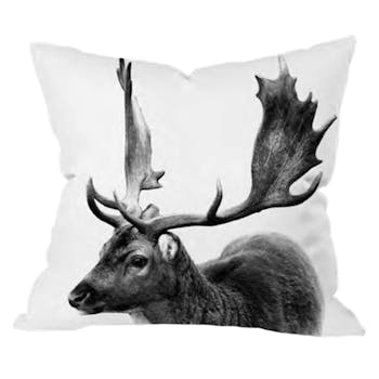 Coussin imprimé blanc motif Cerf noir et blanc 45x45cm