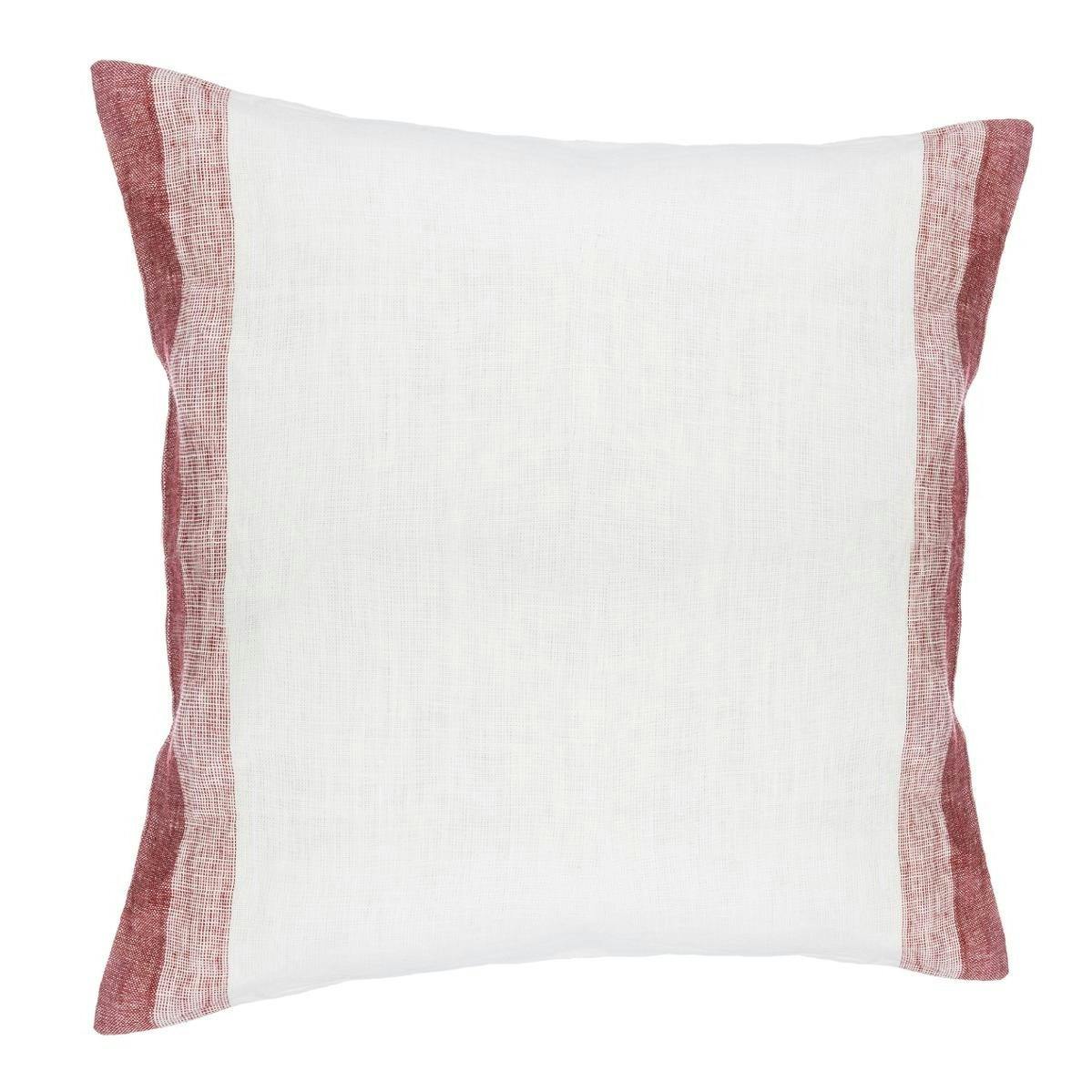 Coussin lin et coton blanc et rouge 40x40cm
