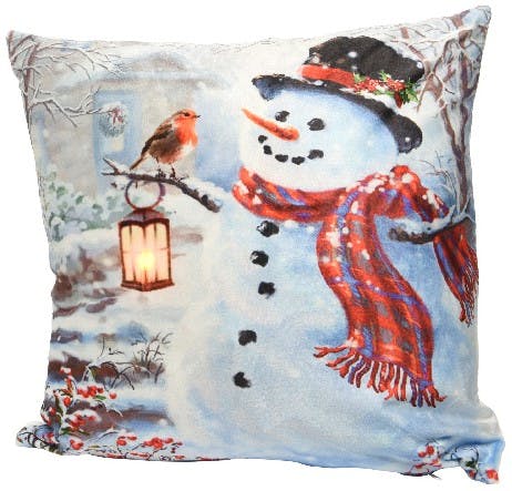 Coussin lumineux bonhomme de neige à LED