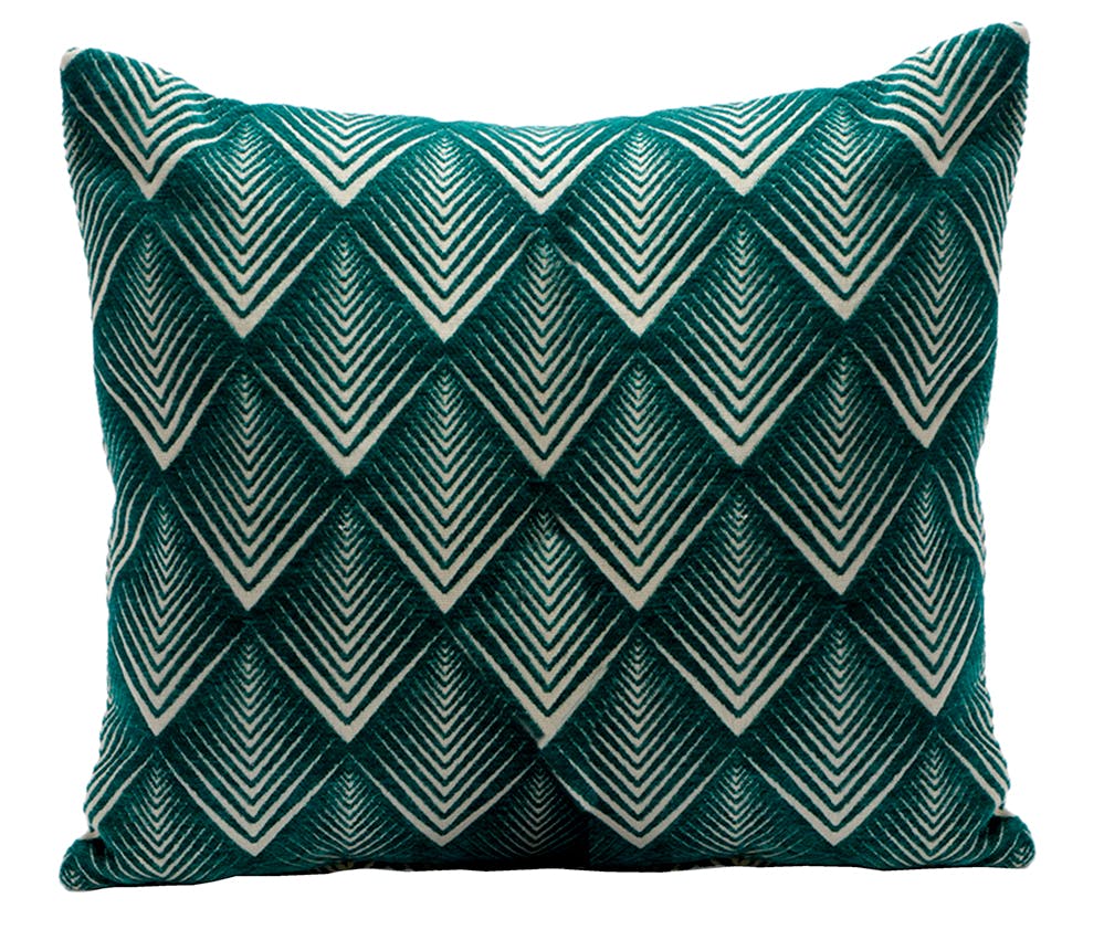 Coussin motif Losanges enchevêtrés couleur bleu canard 45x45cm