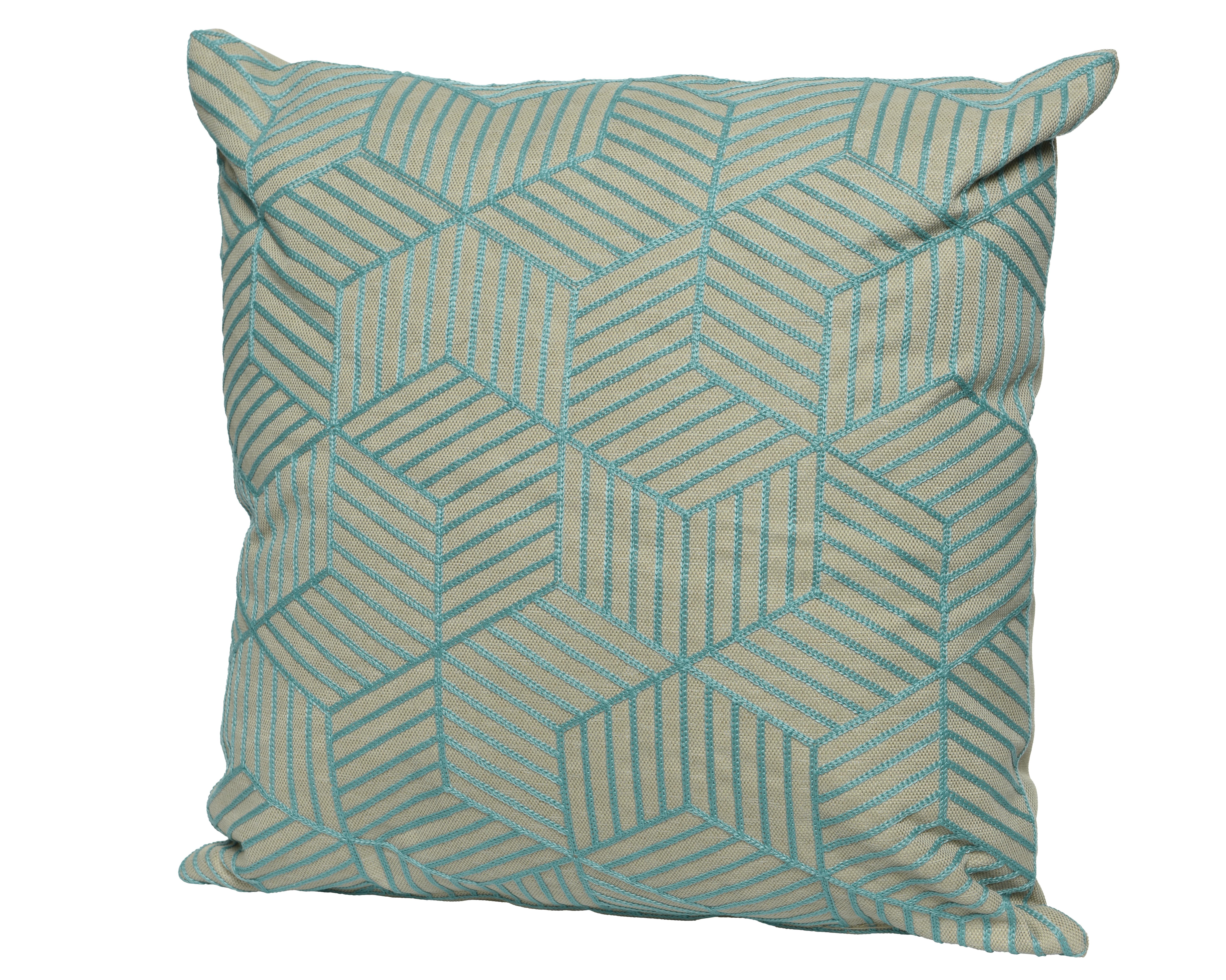 Coussin motifs cubes 3D bleu clair 45x45cm