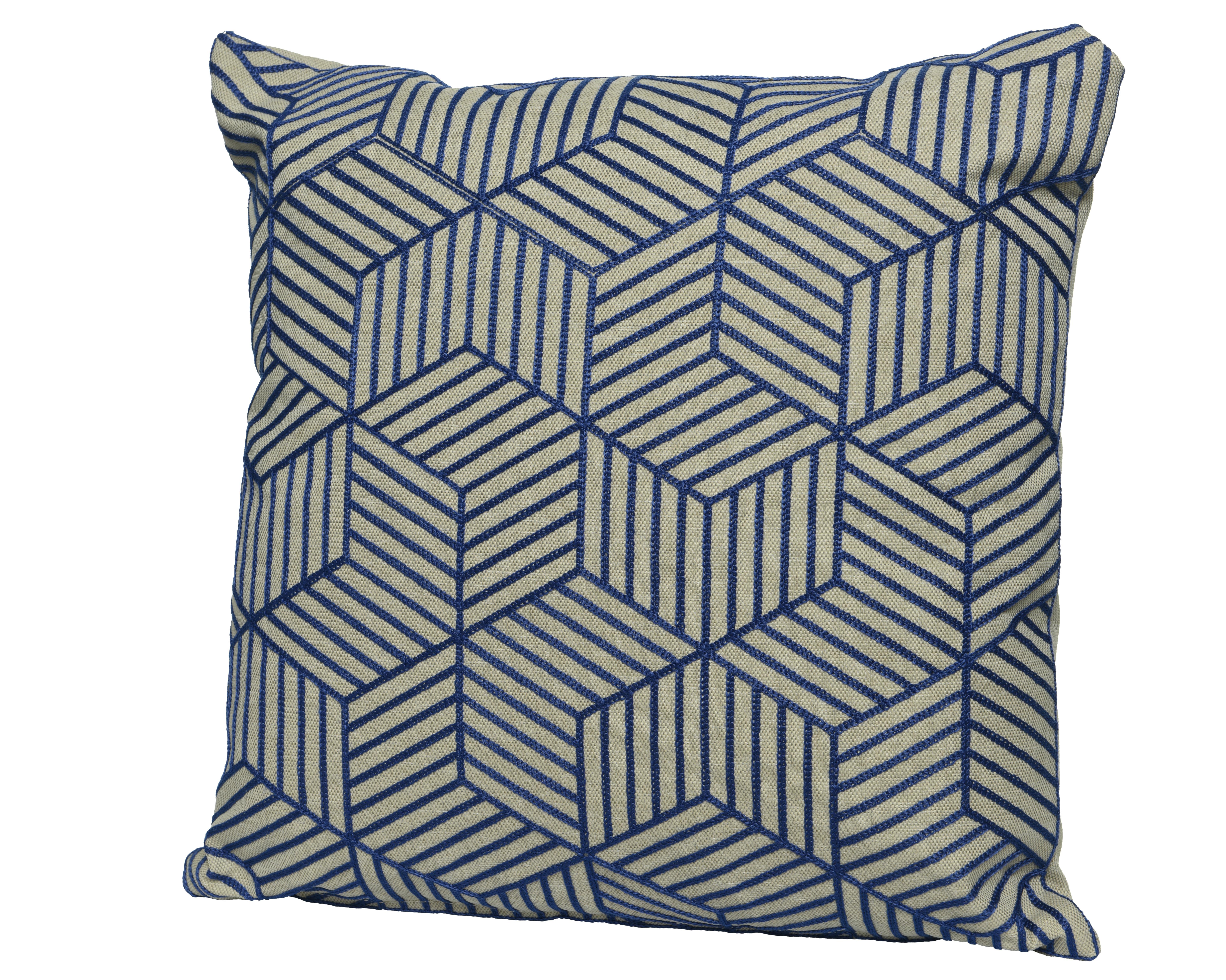 Coussin motifs cubes 3D bleu foncé 45x45cm