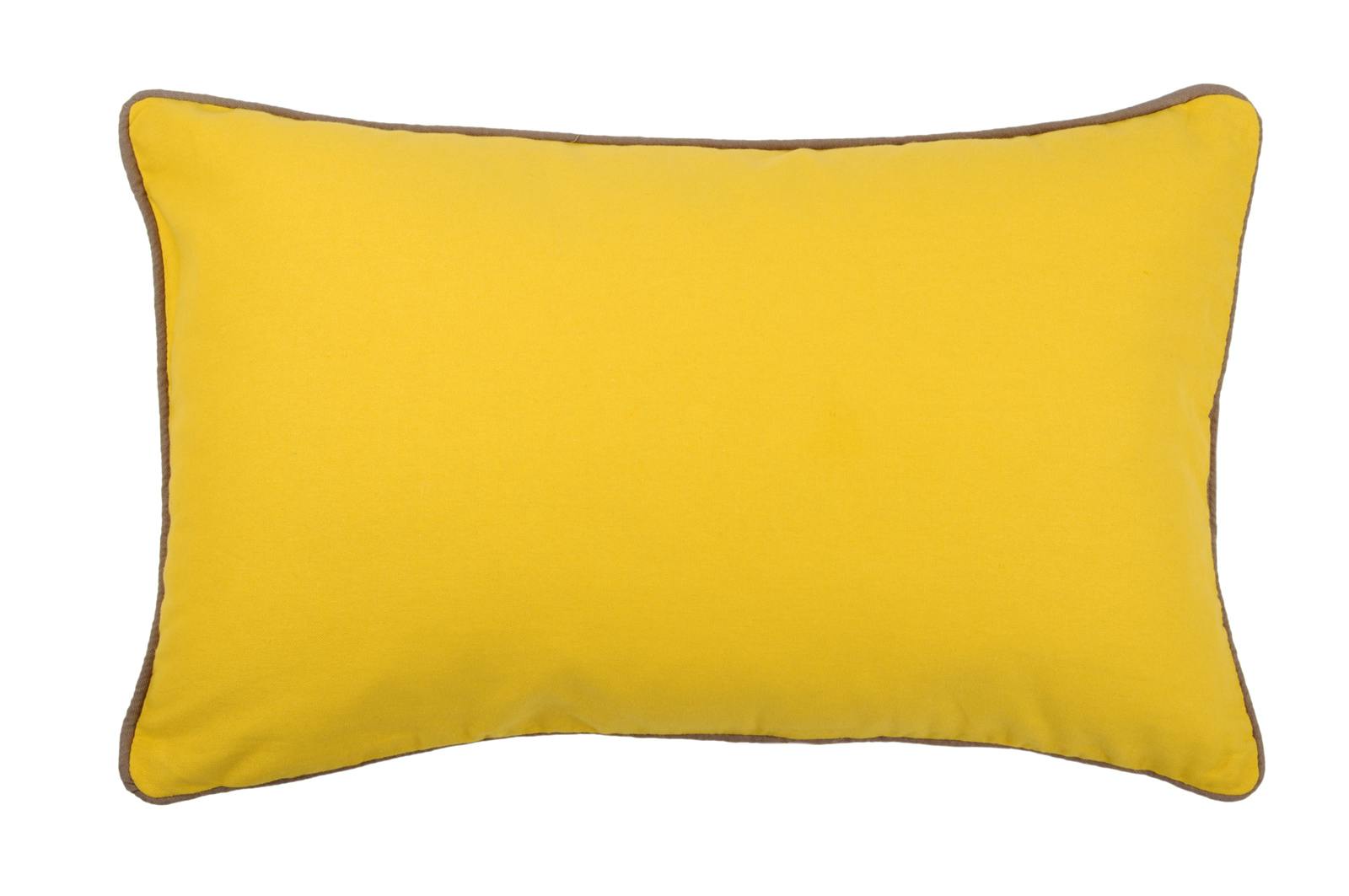 Coussin moutarde et contour gris 30x50cm DUO