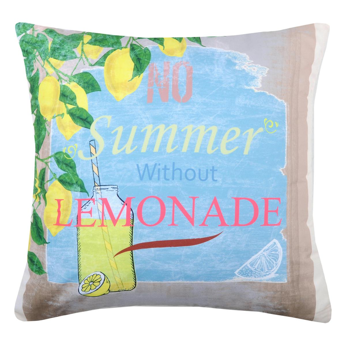 Coussin "No Summer" bleu et beige 40x40cm LEMONADE