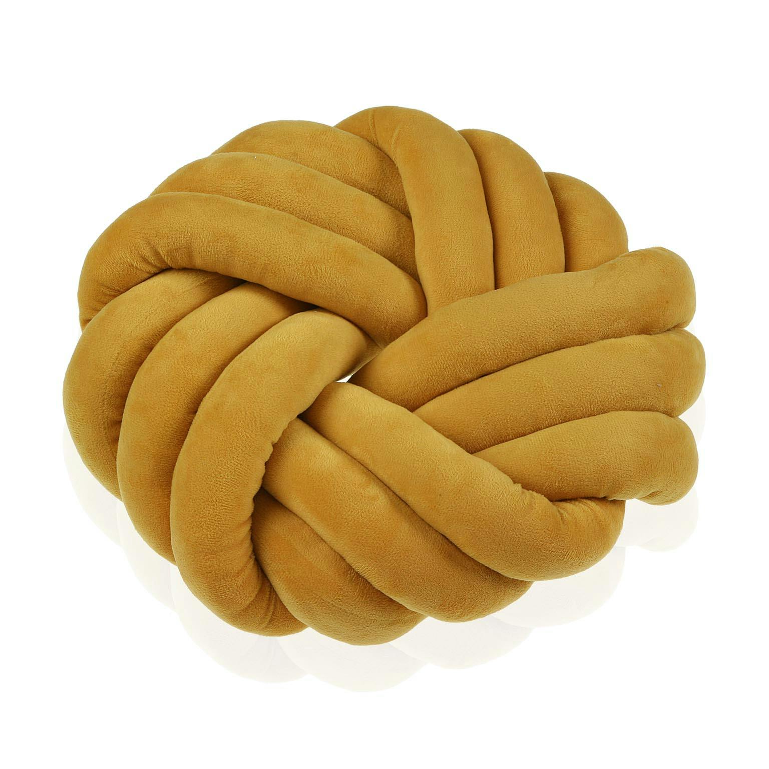 Coussin nœud plat moutarde