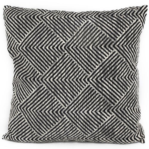 Coussin noir et blanc carré motifs géométriques
