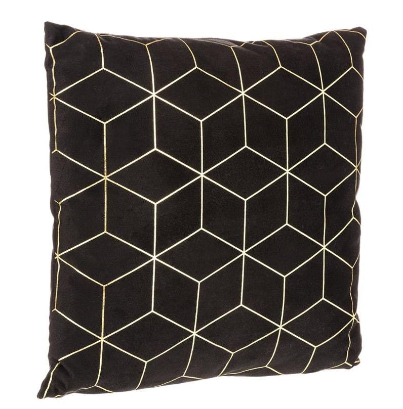 Coussin noir imprimé géométrique cube 40x40cm