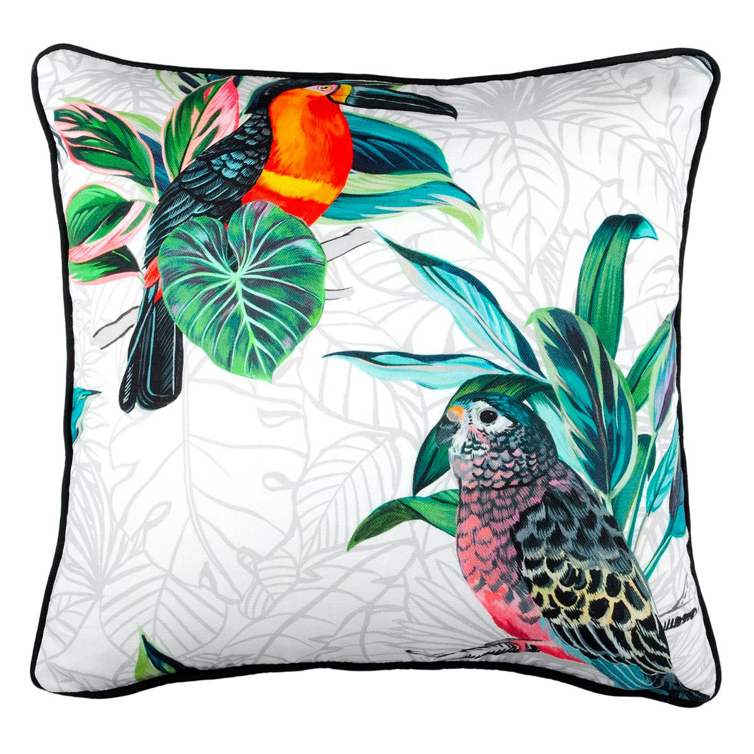 Coussin oiseaux tropicaux 50 x 50 cm