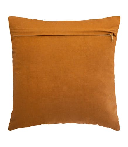 Coussin patchwork en velours côtelé ocre