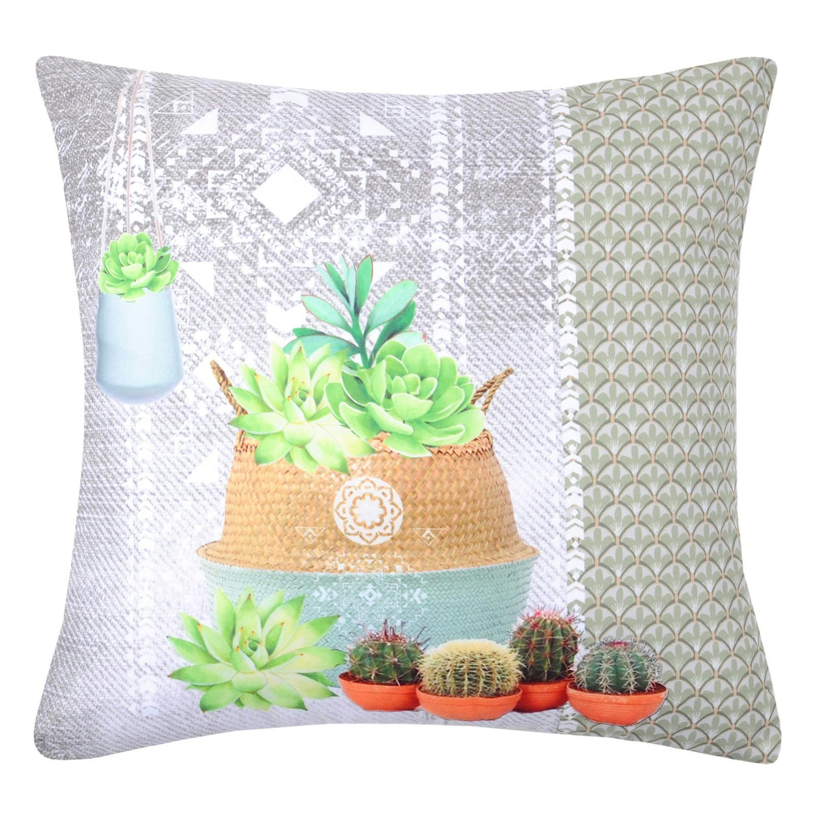 Coussin plantes grasses 40x40cm GREENY