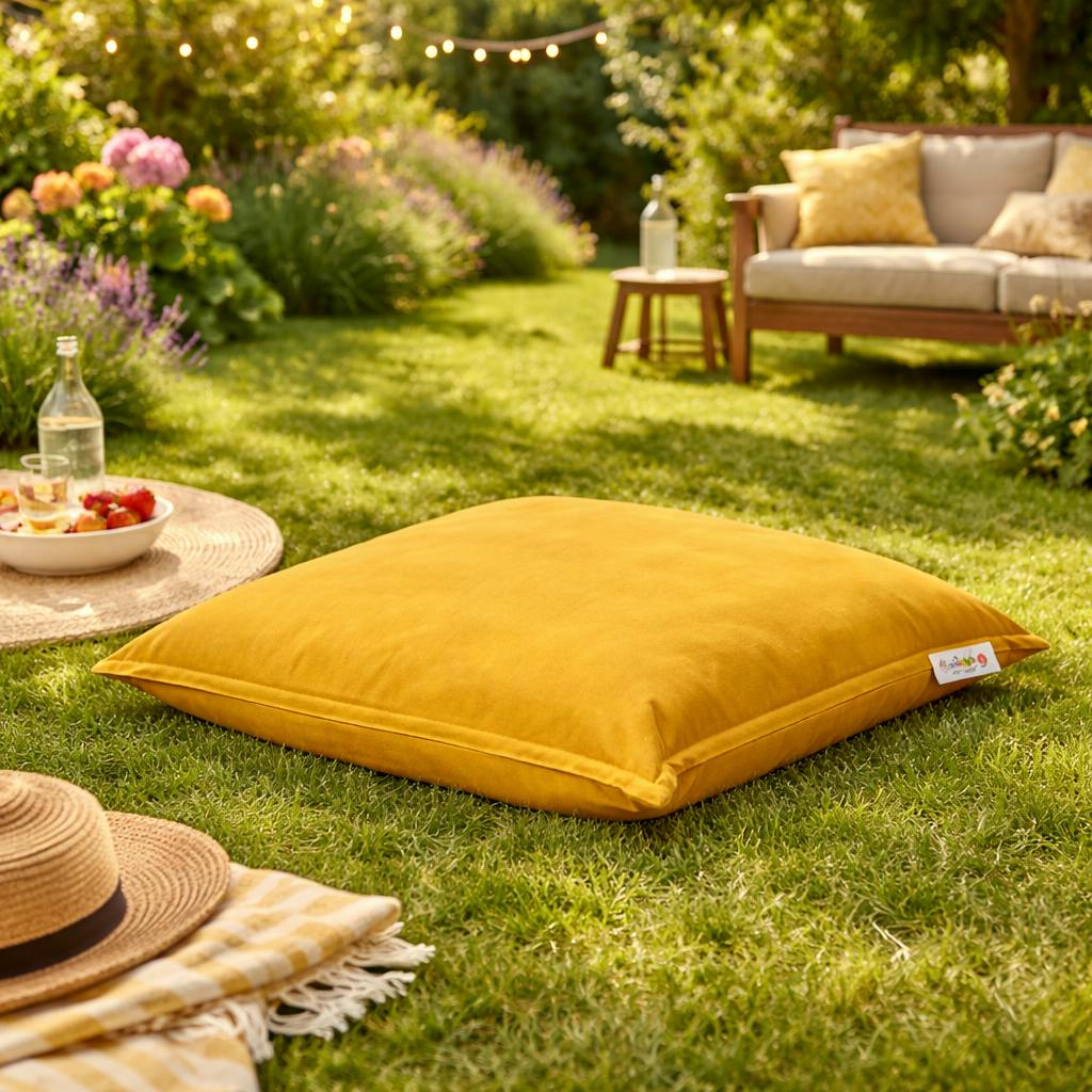 Coussin pouf extérieur orange ARTA
