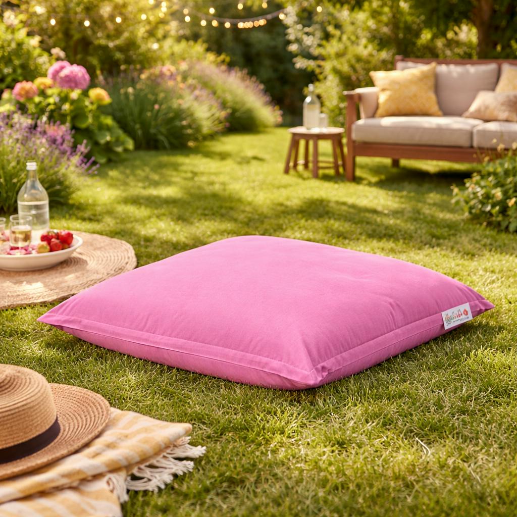 Coussin pouf extérieur rose ARTA