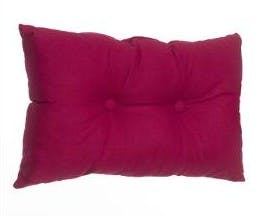 Coussin rectangle capitonné 2 boutons en coton rouge 30x50cm