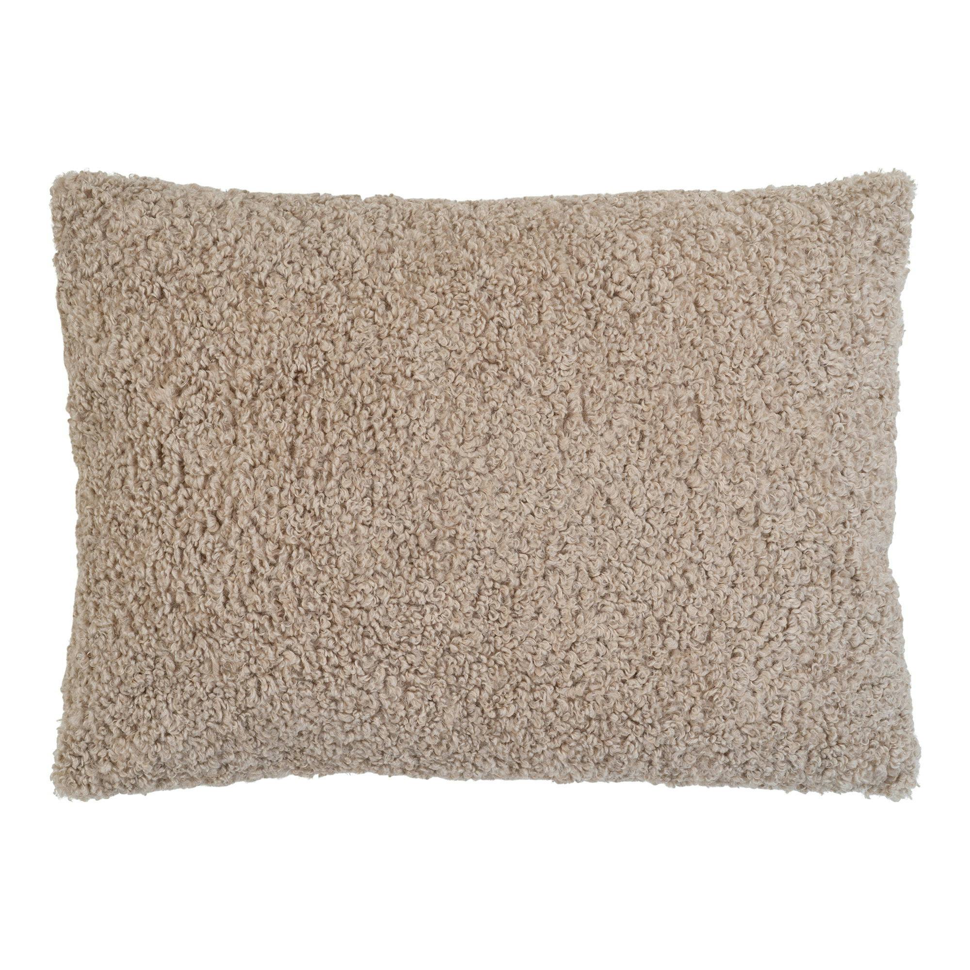 Coussin rectangulaire beige en bouclette BRUGES