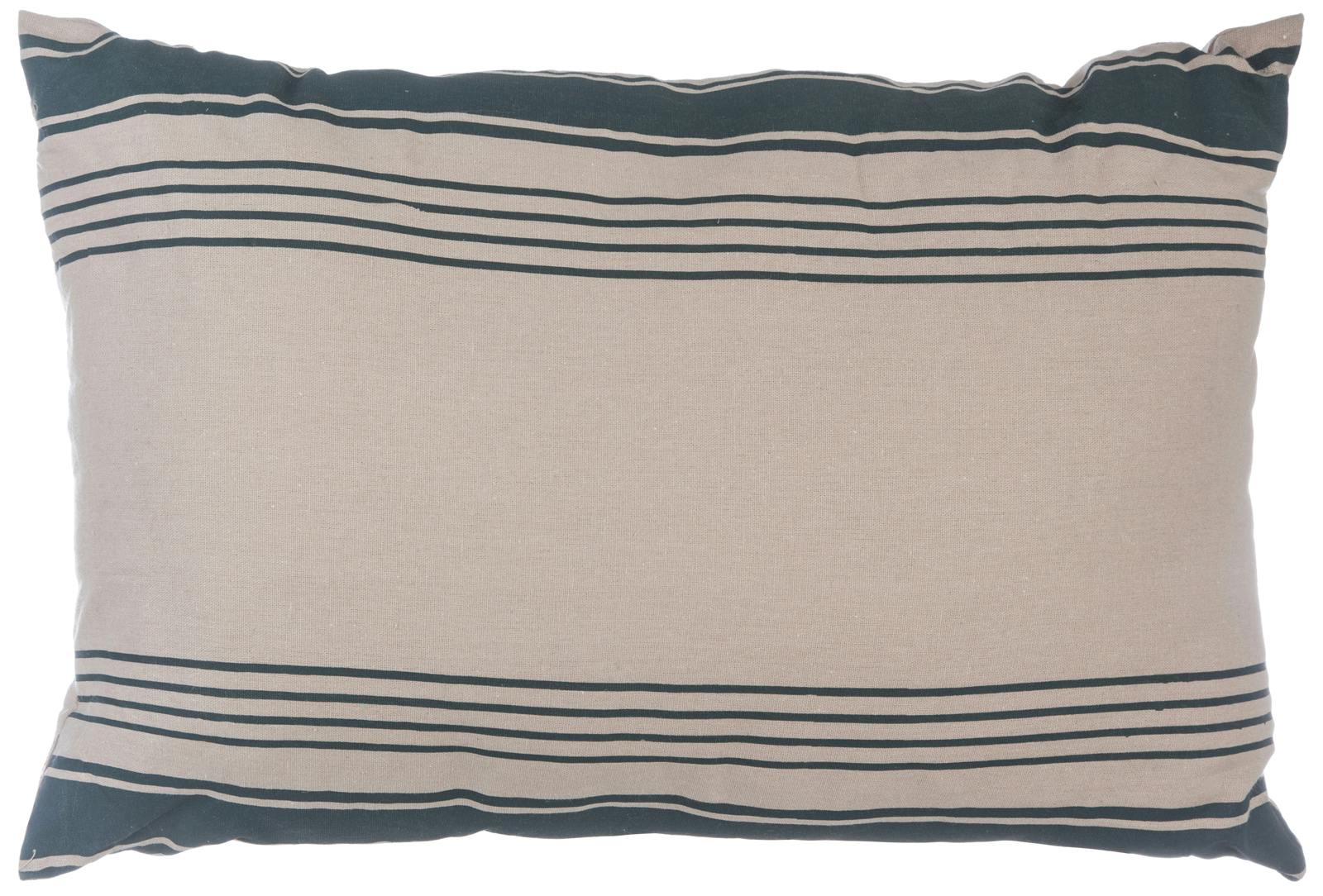 Coussin rectangulaire coloris lin et rayures grises 40x60cm