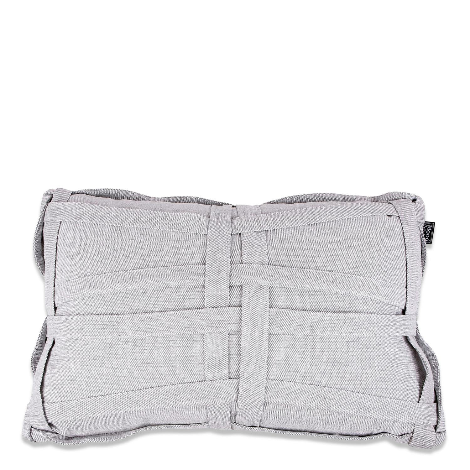 Coussin rectangulaire gris clair avec tressage tissu