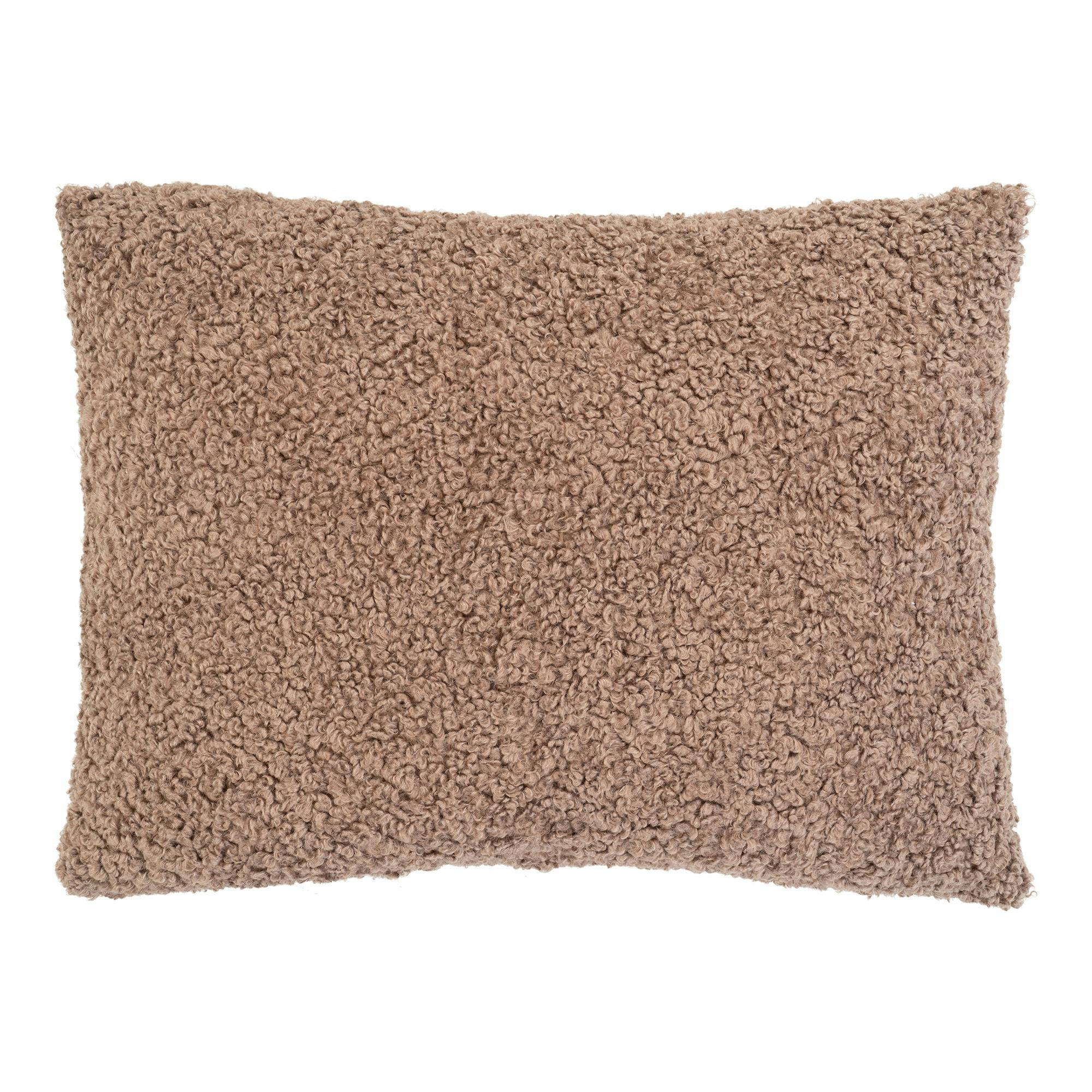 Coussin rectangulaire marron en bouclette BRUGES