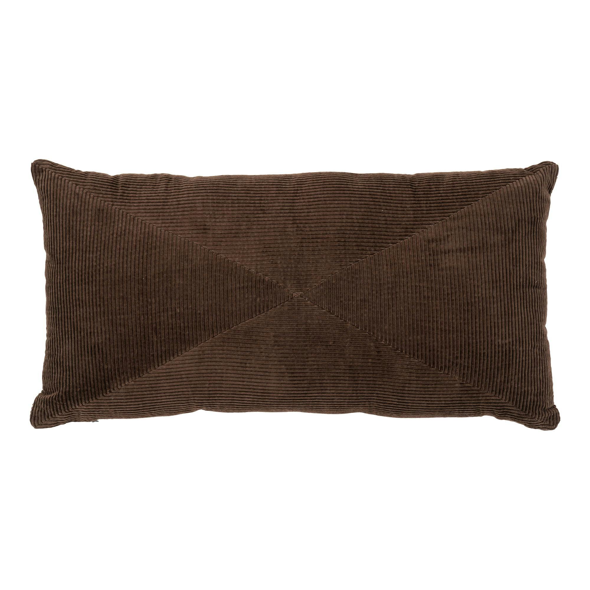 Coussin rectangulaire marron, velours côtelé BRUGES