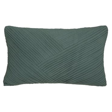 Coussin rectangulaire vert plissé