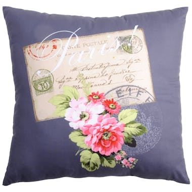 Coussin Romantique Couleur Taupe Decor Carte Postale Fleurie 40x40cm Metropole Coussins Deco Pier Import