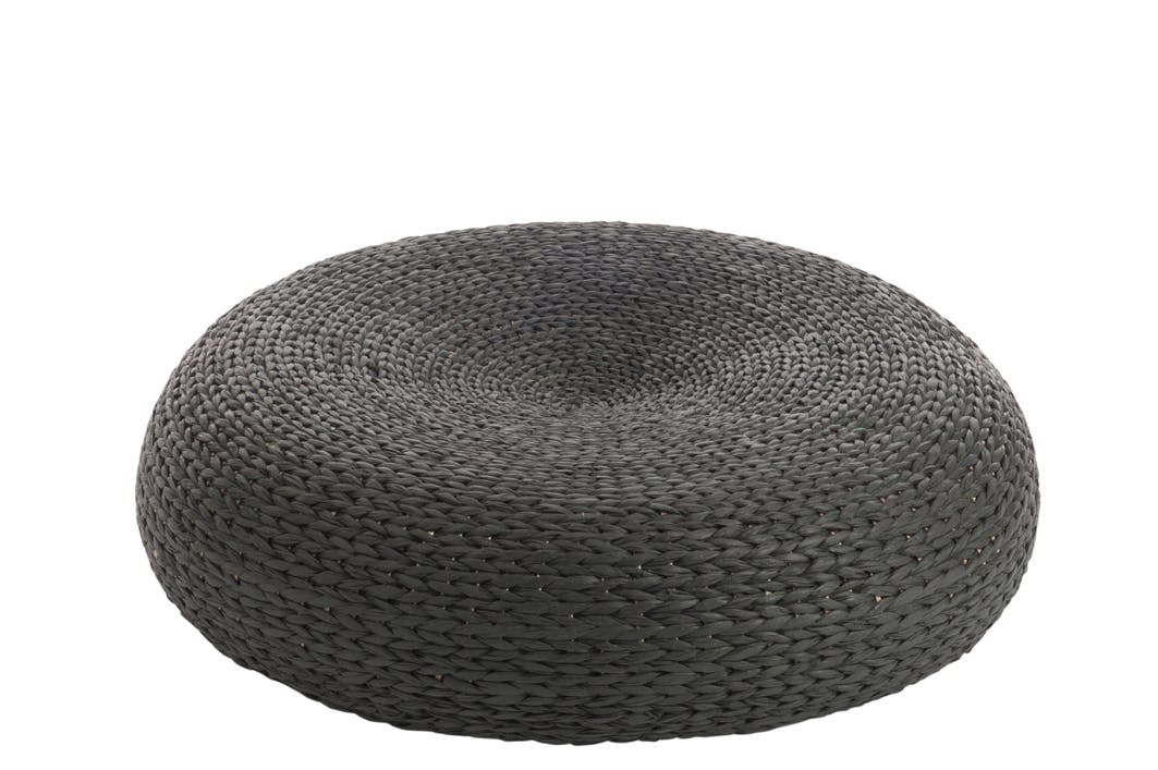 Coussin rond en papier naturel noir - D60 H17cm