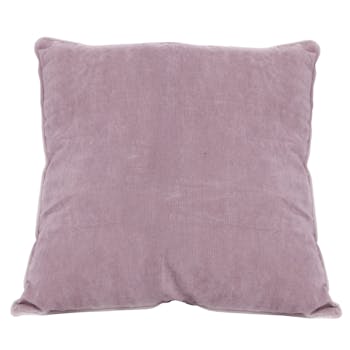 Coussin rose en velours carré 45x45cm