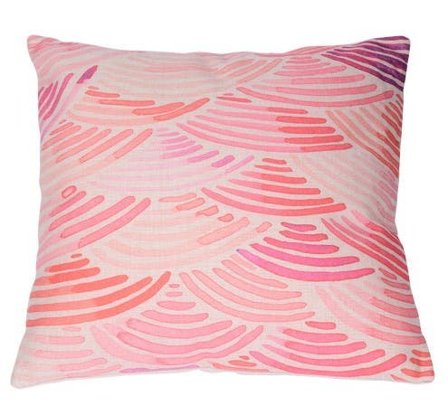 Coussin rose motif éventail 45x45cm