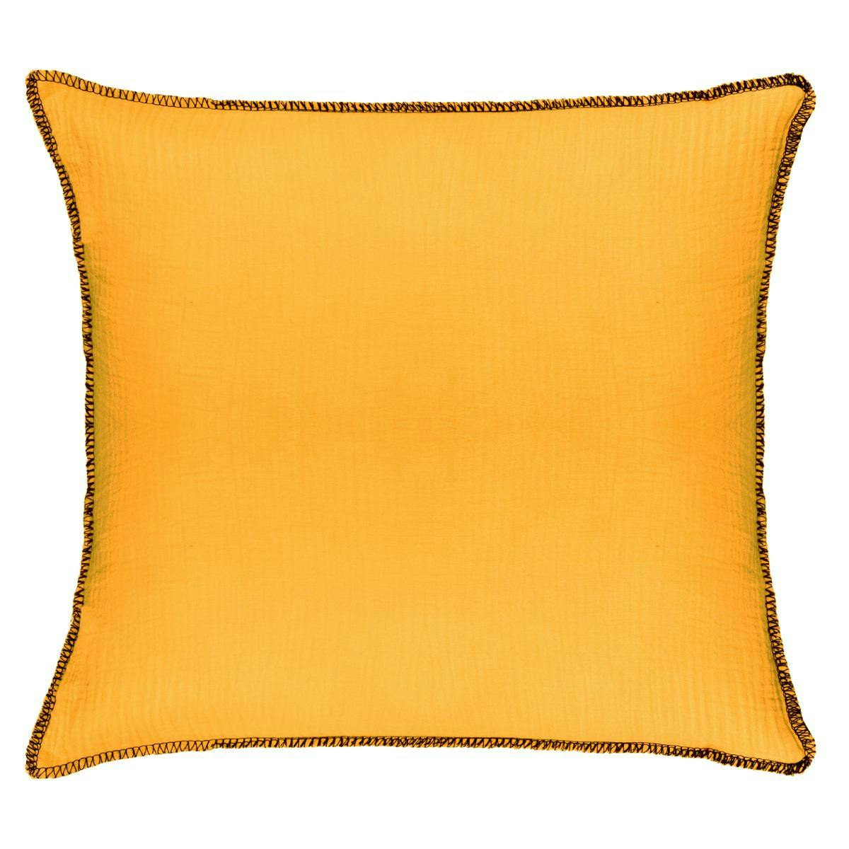Coussin surpiqure jaune ocre