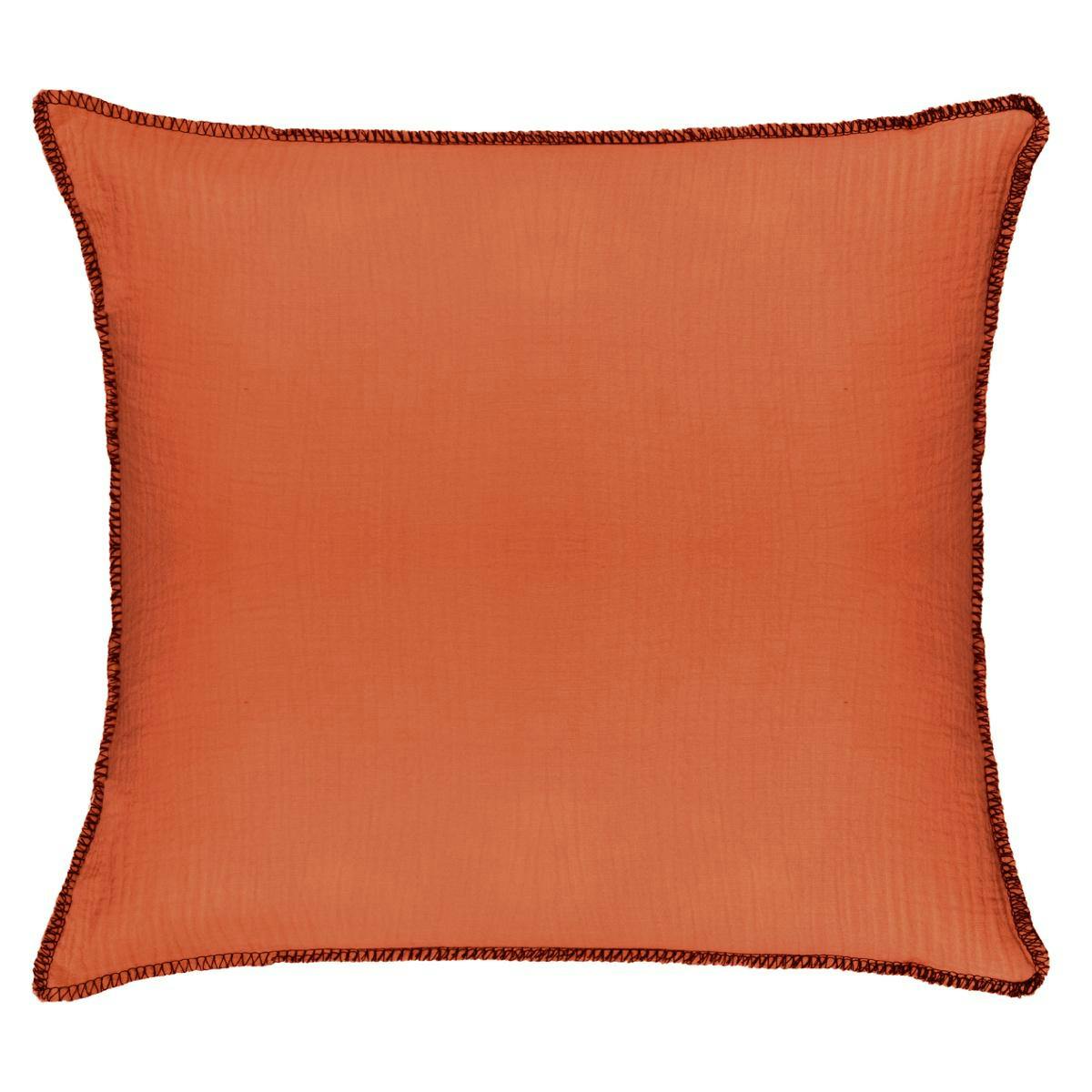 Coussin surpiqure orange terracotta
