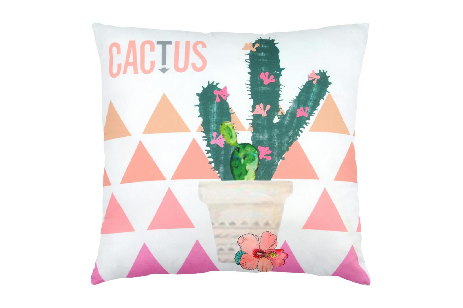 Coussin tendance "Cactus" blanc décor Cactus multicolor 40x40cm COCONUT