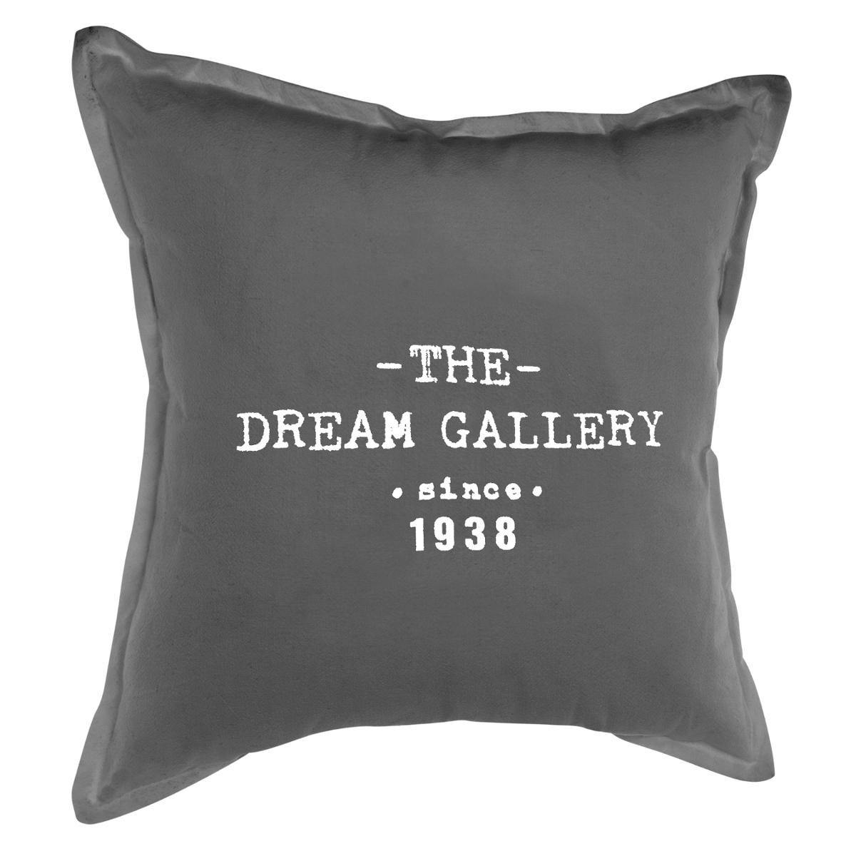Coussin "The Dream Gallery" en coton gris foncé 40x40cm