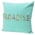 Coussin turquoise brodé "Paradise"