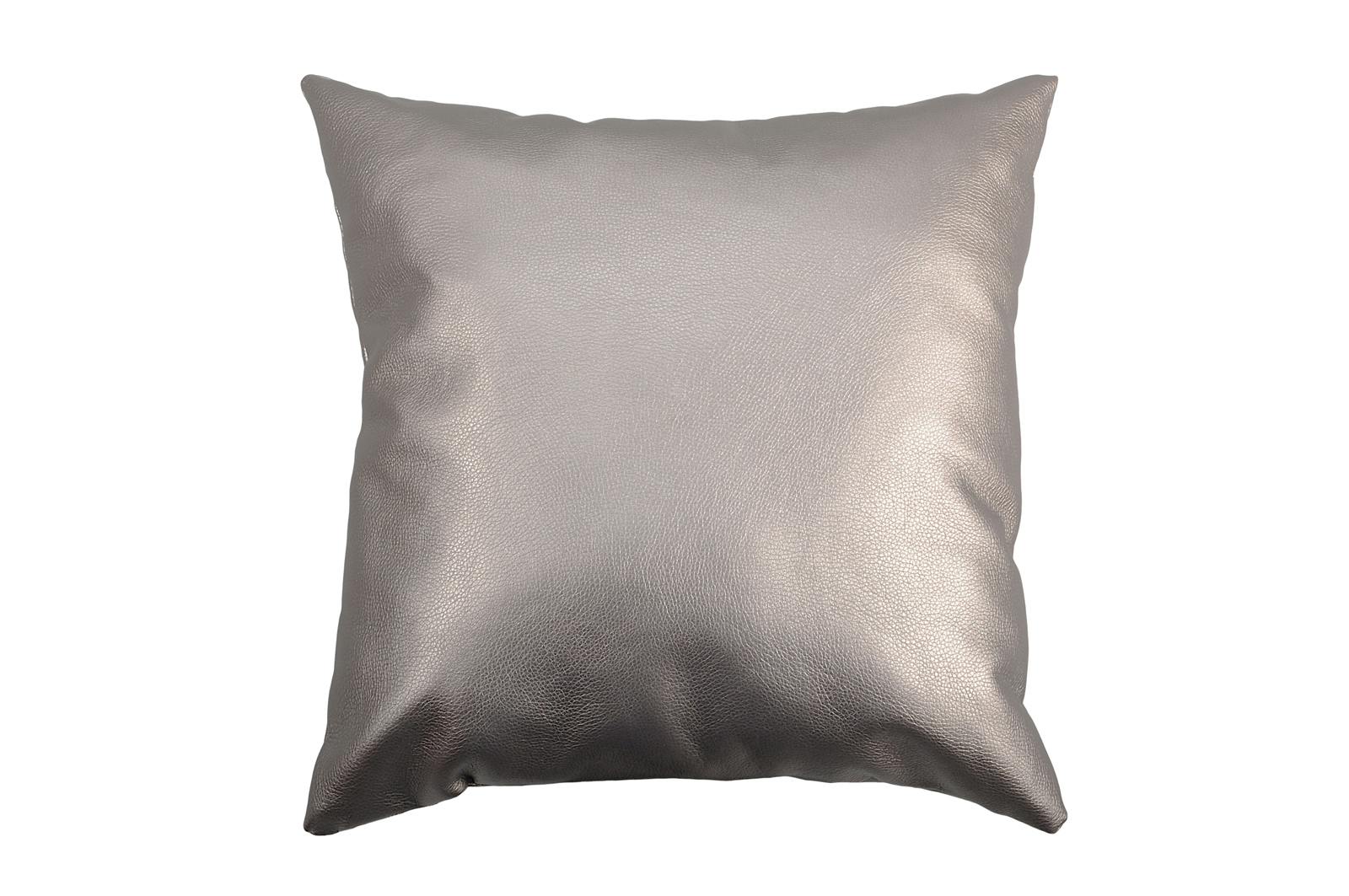 Coussin uni gris PU brillant 40x40cm