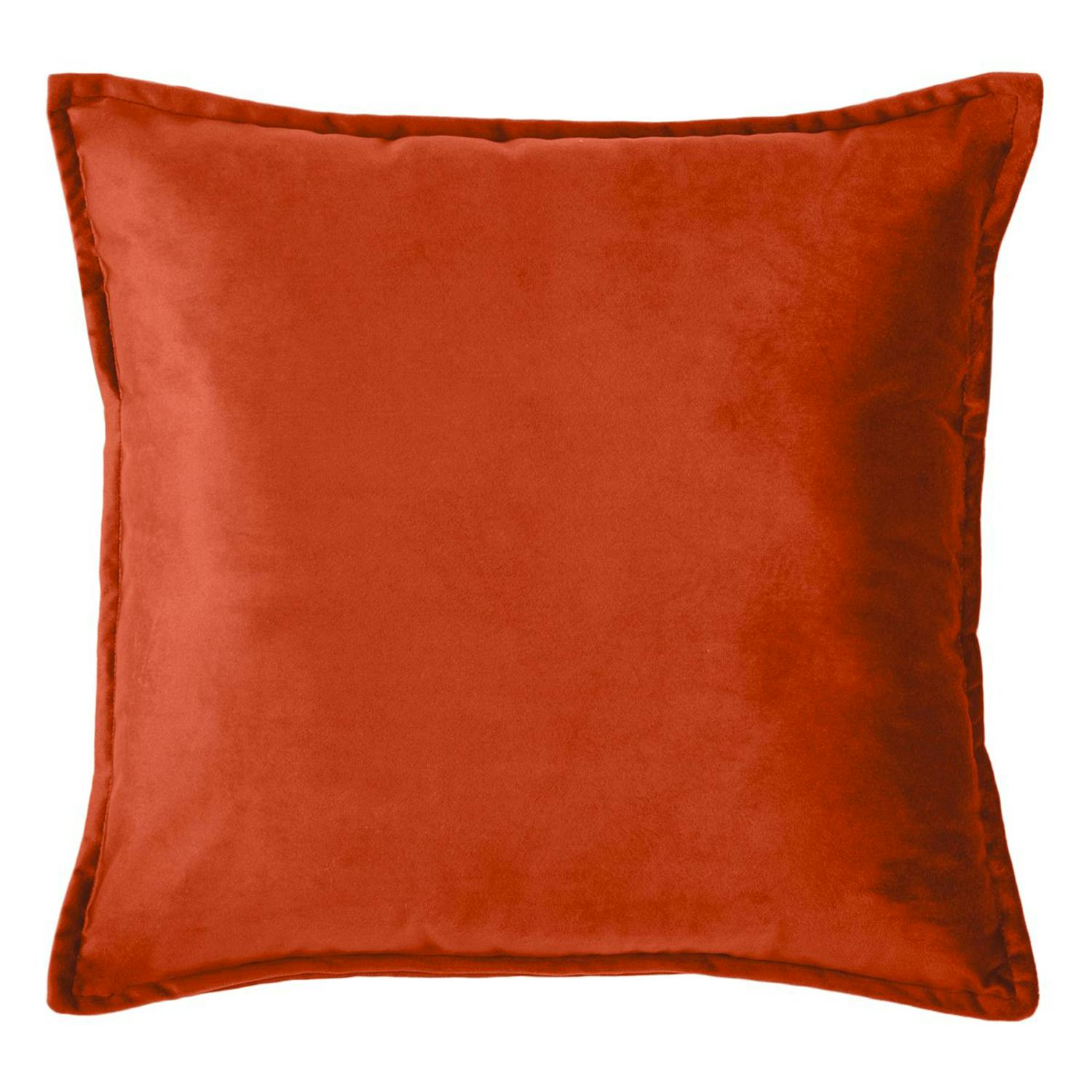 Coussin velours brique à passepoil 40 x 40 cm