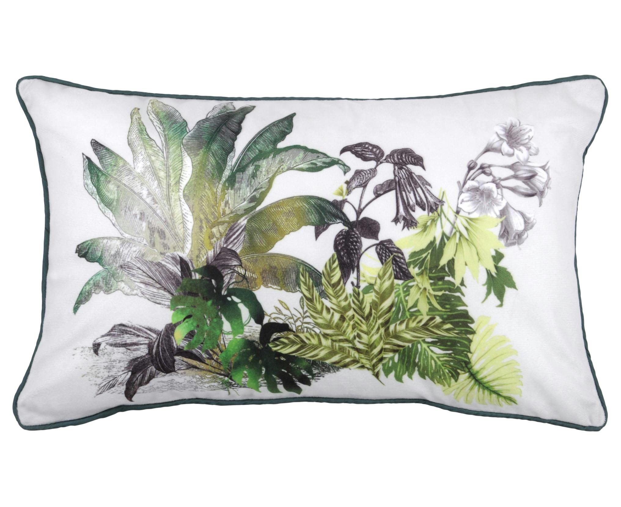 Coussin velours feuillage 30x50cm CAMO