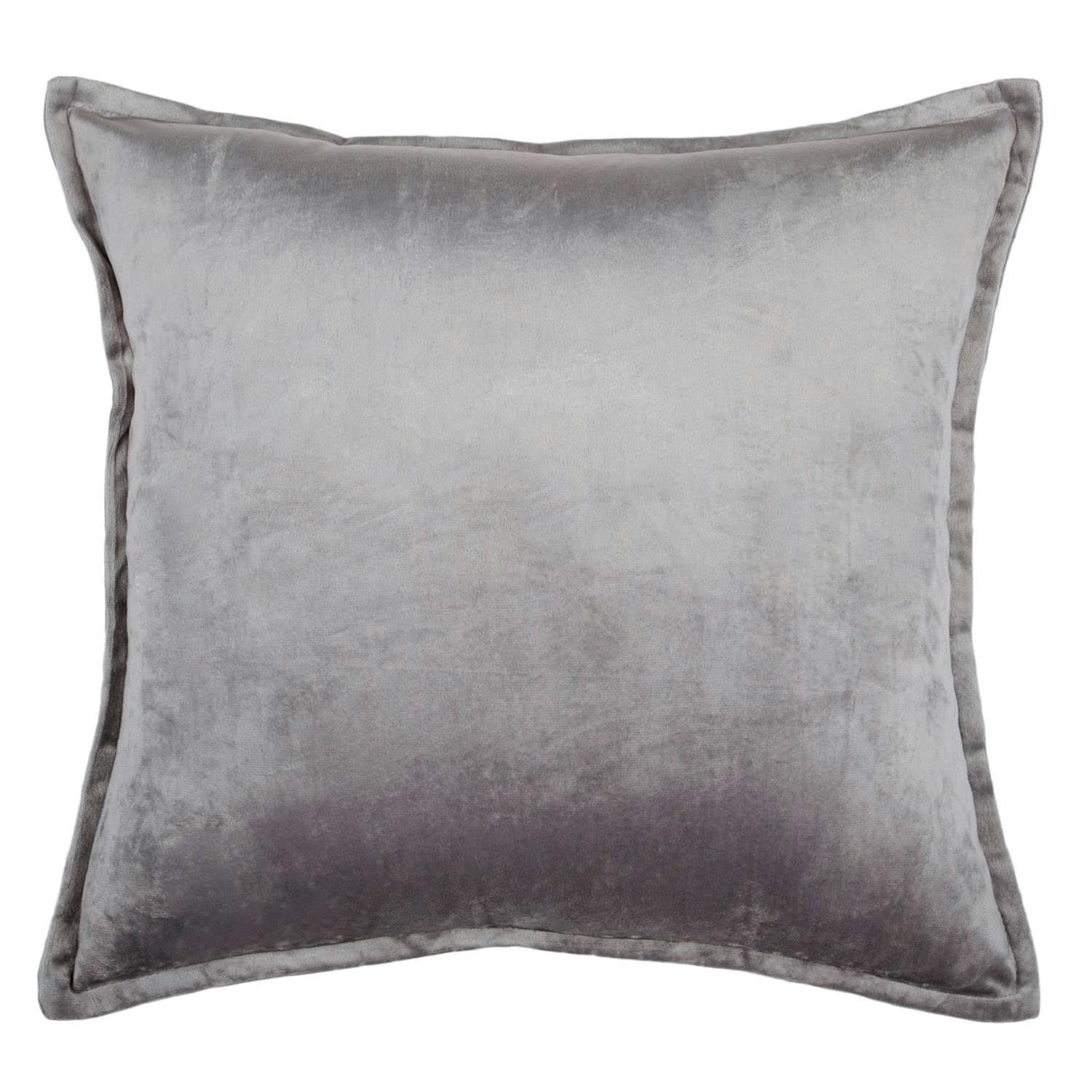 Coussin velours gris à passepoil 40 x 40 cm