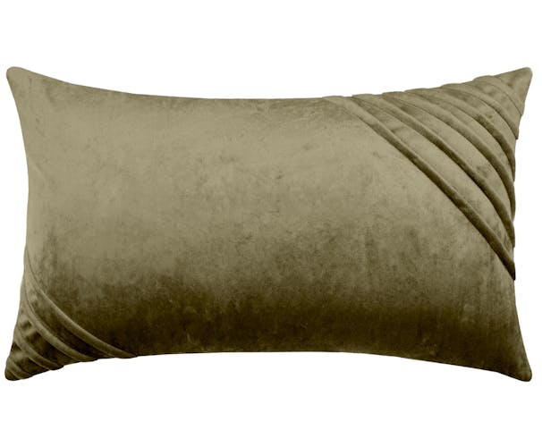 Coussin velours kaki à bandes relief 30 x 50 cm