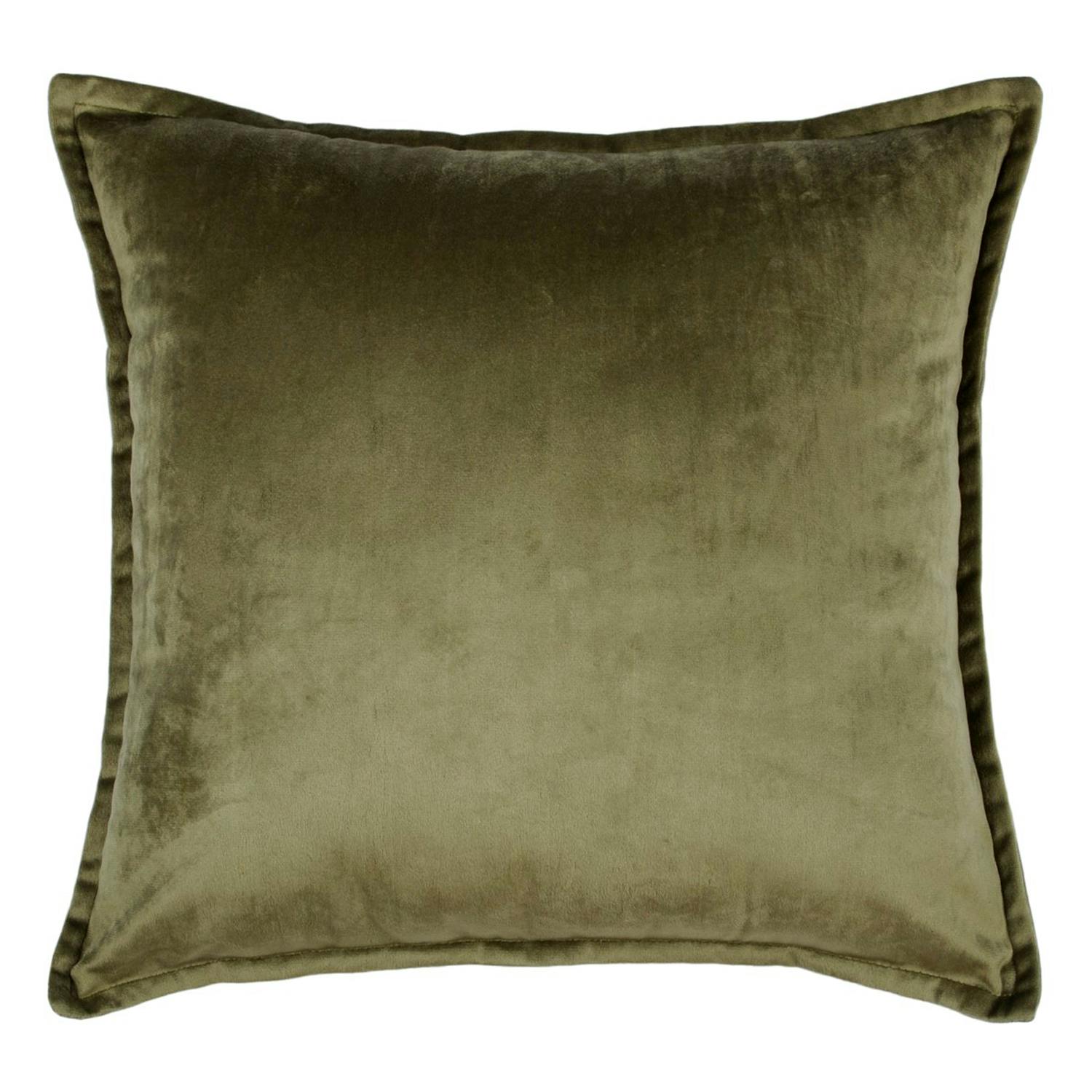 Coussin velours kaki à passepoil 40 x 40 cm
