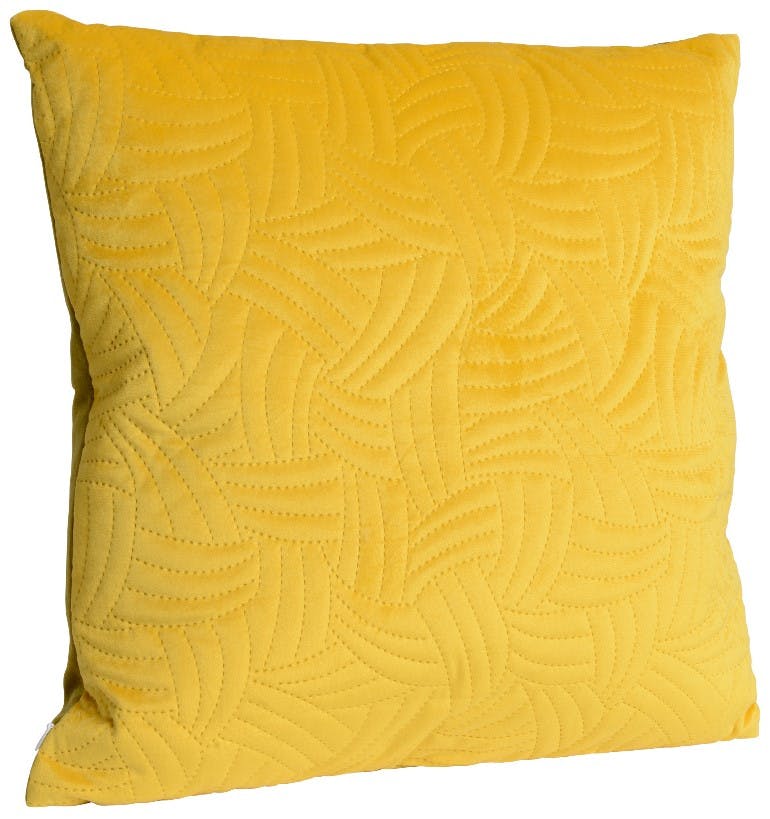 Coussin velours matelassé moutarde