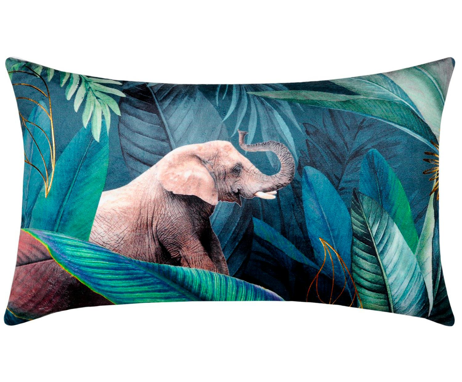 Coussin velours tropical décor éléphant