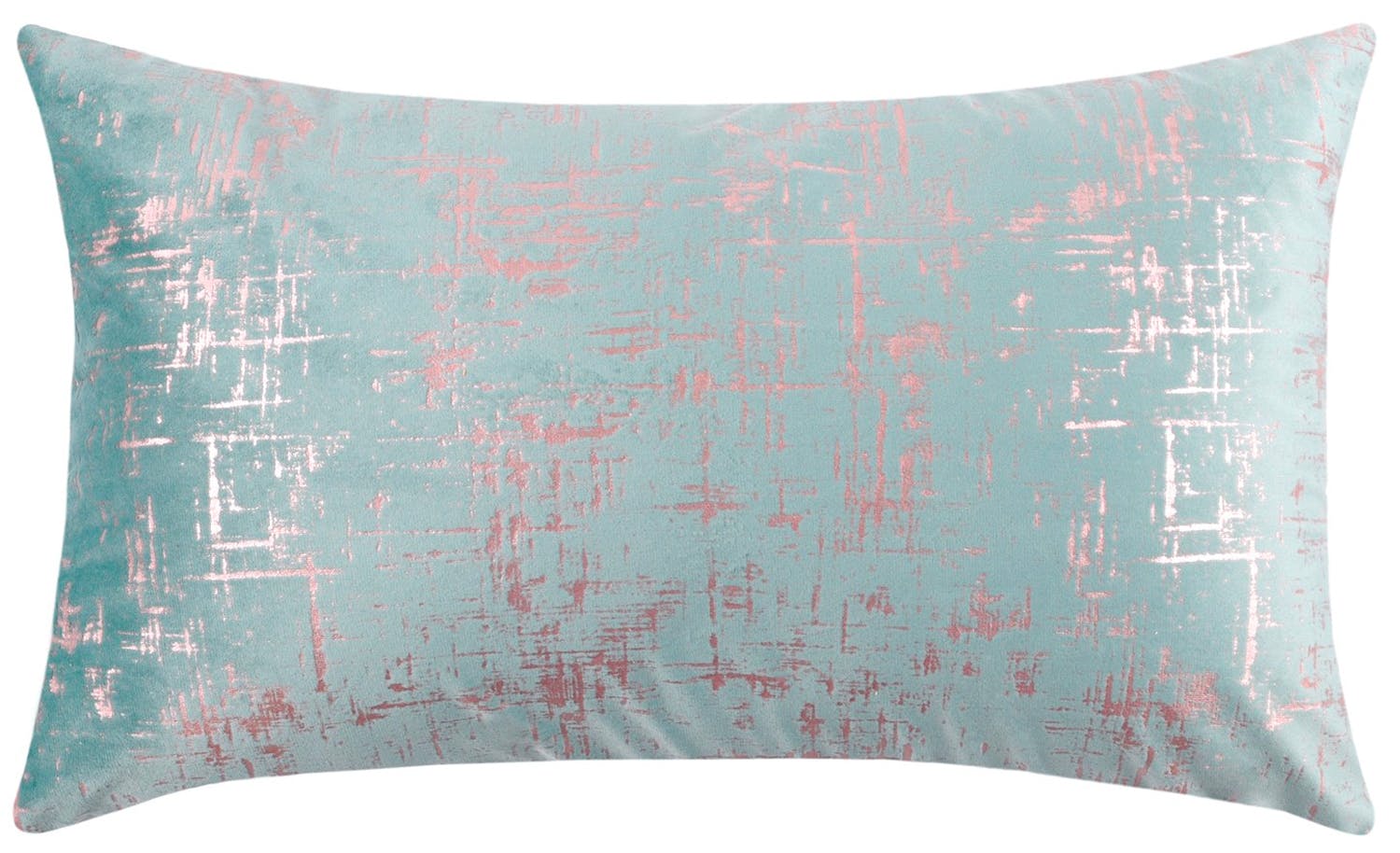 Coussin velours vert glacier et gris brillant 40 x 40 cm