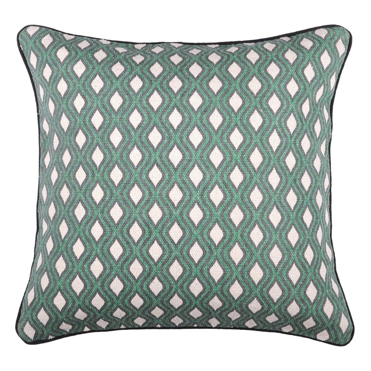 Coussin vert sapin décor losanges 40x40