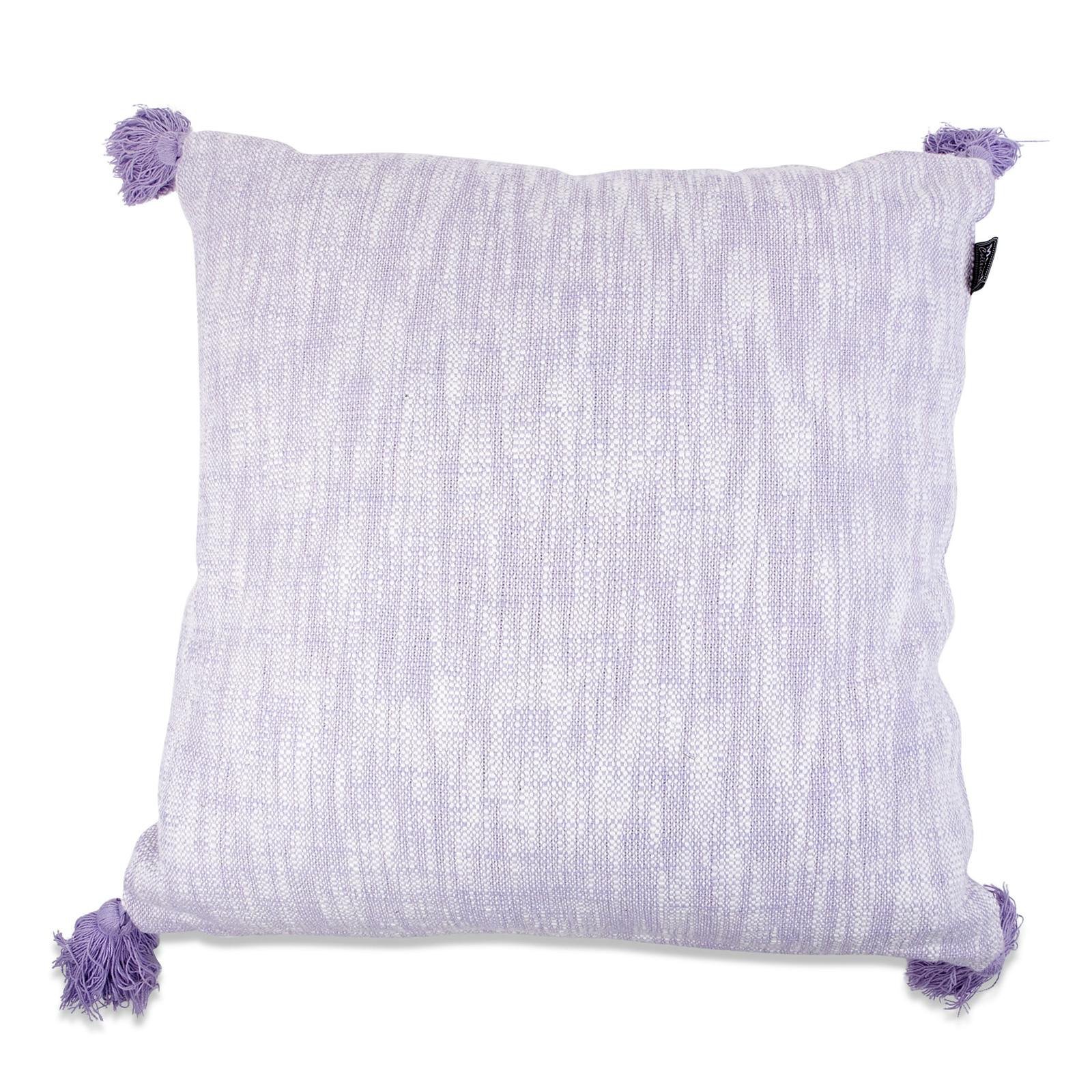 Coussin violet lilas à pompons