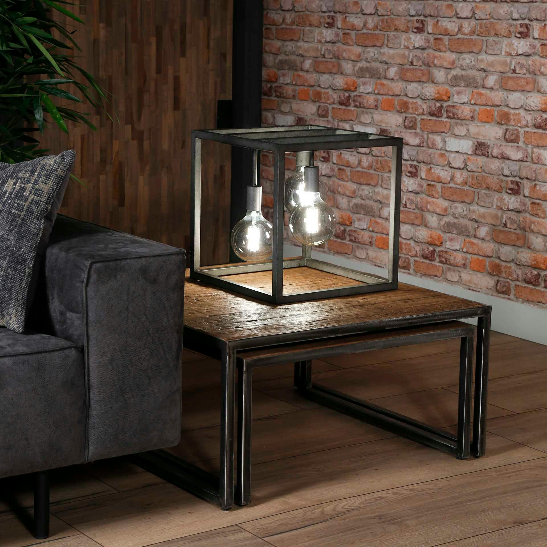 Cube lumineux 3 lampes renversées argent vieilli RALF