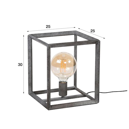 Cube lumineux industriel finition argent vieilli RALF